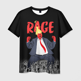 Мужская футболка 3D с принтом Дональд Трамп   Ярость в Екатеринбурге, 100% полиэфир | прямой крой, круглый вырез горловины, длина до линии бедер | Тематика изображения на принте: donald trump | америка | дональд | дональд трамп | сша | трамп