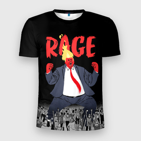 Мужская футболка 3D Slim с принтом Дональд Трамп   Ярость в Екатеринбурге, 100% полиэстер с улучшенными характеристиками | приталенный силуэт, круглая горловина, широкие плечи, сужается к линии бедра | donald trump | америка | дональд | дональд трамп | сша | трамп