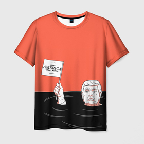 Мужская футболка 3D с принтом Дональд Трамп   Make America Great Again в Новосибирске, 100% полиэфир | прямой крой, круглый вырез горловины, длина до линии бедер | america | donald trump | америка | дональд | дональд трамп | сша | трамп