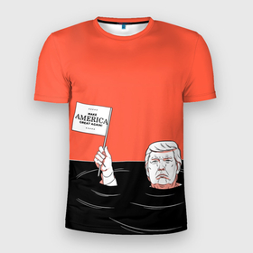 Мужская футболка 3D Slim с принтом Дональд Трамп   Make America Great Again в Екатеринбурге, 100% полиэстер с улучшенными характеристиками | приталенный силуэт, круглая горловина, широкие плечи, сужается к линии бедра | america | donald trump | америка | дональд | дональд трамп | сша | трамп