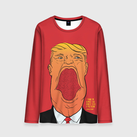 Мужской лонгслив 3D с принтом Дональд Трамп на красном фоне в Белгороде, 100% полиэстер | длинные рукава, круглый вырез горловины, полуприлегающий силуэт | america | donald trump | америка | дональд | дональд трамп | сша | трамп