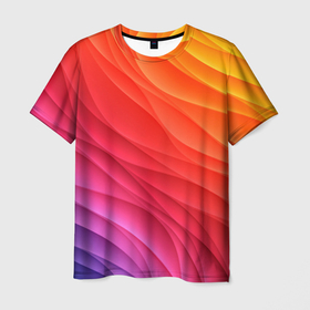 Мужская футболка 3D с принтом Разноцветные цифровые волны в Курске, 100% полиэфир | прямой крой, круглый вырез горловины, длина до линии бедер | Тематика изображения на принте: абстракция | волна | волны | краски | разноцветные | цвета | цифровые