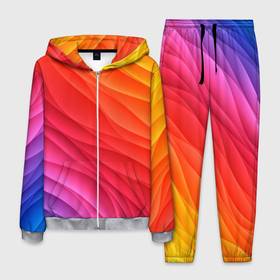 Мужской костюм 3D с принтом Разноцветные цифровые волны в Курске, 100% полиэстер | Манжеты и пояс оформлены тканевой резинкой, двухслойный капюшон со шнурком для регулировки, карманы спереди | Тематика изображения на принте: абстракция | волна | волны | краски | разноцветные | цвета | цифровые