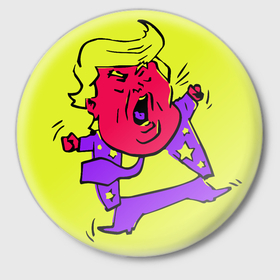 Значок с принтом Разъяренный Дональд Трамп в Белгороде,  металл | круглая форма, металлическая застежка в виде булавки | Тематика изображения на принте: 