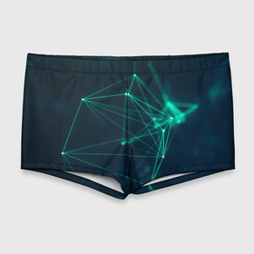 Мужские купальные плавки 3D с принтом Зеленые абстрактные взаимосвязанные линии (нейроны) , Полиэстер 85%, Спандекс 15% |  | абстракция | днк | зеленый | линии | полигон | черный