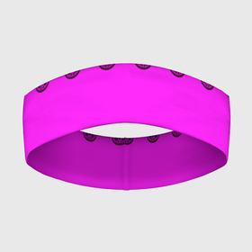 Повязка на голову 3D с принтом Черное кружево на неоновом розовом фоне в Екатеринбурге,  |  | black lace | lace | neon | ажурный | кружева | неоновый | розовый неоновый | черное кружево