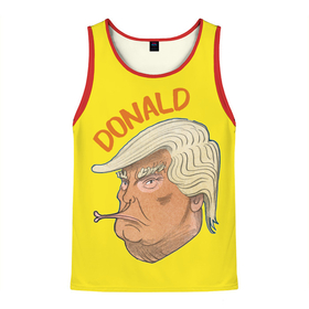 Мужская майка 3D с принтом Дональд Трамп   губы уточкой в Белгороде, 100% полиэстер | круглая горловина, приталенный силуэт, длина до линии бедра. Пройма и горловина окантованы тонкой бейкой | america | donald trump | америка | дональд | дональд трамп | сша | трамп