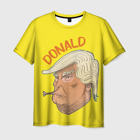 Мужская футболка 3D с принтом Дональд Трамп   губы уточкой в Тюмени, 100% полиэфир | прямой крой, круглый вырез горловины, длина до линии бедер | america | donald trump | америка | дональд | дональд трамп | сша | трамп