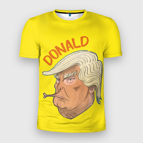 Мужская футболка 3D Slim с принтом Дональд Трамп   губы уточкой в Екатеринбурге, 100% полиэстер с улучшенными характеристиками | приталенный силуэт, круглая горловина, широкие плечи, сужается к линии бедра | Тематика изображения на принте: america | donald trump | америка | дональд | дональд трамп | сша | трамп