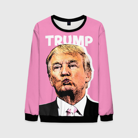 Мужской свитшот 3D с принтом Дональд Трамп на розовом , 100% полиэстер с мягким внутренним слоем | круглый вырез горловины, мягкая резинка на манжетах и поясе, свободная посадка по фигуре | america | donald trump | америка | дональд | дональд трамп | сша | трамп