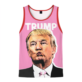 Мужская майка 3D с принтом Дональд Трамп на розовом в Белгороде, 100% полиэстер | круглая горловина, приталенный силуэт, длина до линии бедра. Пройма и горловина окантованы тонкой бейкой | america | donald trump | америка | дональд | дональд трамп | сша | трамп