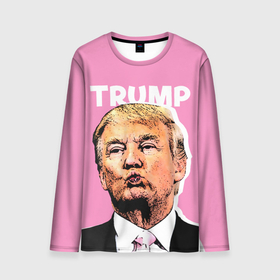 Мужской лонгслив 3D с принтом Дональд Трамп на розовом в Кировске, 100% полиэстер | длинные рукава, круглый вырез горловины, полуприлегающий силуэт | america | donald trump | америка | дональд | дональд трамп | сша | трамп