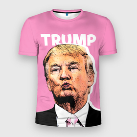 Мужская футболка 3D Slim с принтом Дональд Трамп на розовом в Кировске, 100% полиэстер с улучшенными характеристиками | приталенный силуэт, круглая горловина, широкие плечи, сужается к линии бедра | america | donald trump | америка | дональд | дональд трамп | сша | трамп