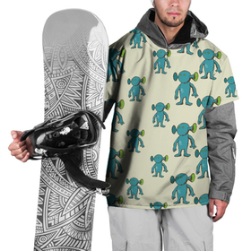 Накидка на куртку 3D с принтом Милые зеленые человечки в Новосибирске, 100% полиэстер |  | зеленый человечек | инопланетянин | неопознанное | нло | паттерн | пришелец | существо