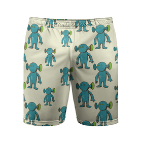 Мужские шорты спортивные с принтом Милые зеленые человечки в Новосибирске,  |  | зеленый человечек | инопланетянин | неопознанное | нло | паттерн | пришелец | существо