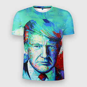 Мужская футболка 3D Slim с принтом Дональд Трамп арт в Белгороде, 100% полиэстер с улучшенными характеристиками | приталенный силуэт, круглая горловина, широкие плечи, сужается к линии бедра | Тематика изображения на принте: america | donald trump | usa | америка | дональд | дональд трамп | сша | трамп