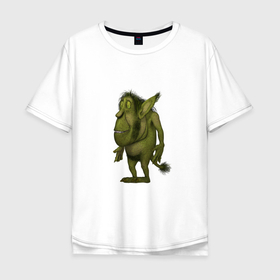Мужская футболка хлопок Oversize с принтом THE FABULOUS TROLL в Екатеринбурге, 100% хлопок | свободный крой, круглый ворот, “спинка” длиннее передней части | волосатый | забавный | зеленый | милый | сказочный | тролль