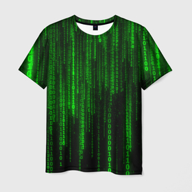 Мужская футболка 3D с принтом Двоичный код (Матрица) в Новосибирске, 100% полиэфир | прямой крой, круглый вырез горловины, длина до линии бедер | бинарный код | двоичный код | компьютеры | матрица | машинный код | программист