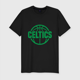 Мужская футболка хлопок Slim с принтом Celtics Baller в Петрозаводске, 92% хлопок, 8% лайкра | приталенный силуэт, круглый вырез ворота, длина до линии бедра, короткий рукав | basketball | game | nba | sport | баскетбол | баскетболист | бостон | игра | мяч | нба | спорт | спортсмен