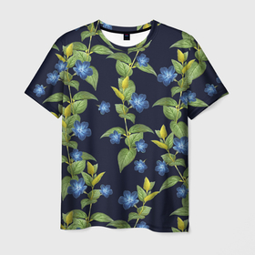 Мужская футболка 3D с принтом Цветы Барвинок в Петрозаводске, 100% полиэфир | прямой крой, круглый вырез горловины, длина до линии бедер | flowers | summer | барвинок | букет | лето | природа | растение | флора | цветы