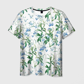 Мужская футболка 3D с принтом Цветы Синие Незабудки , 100% полиэфир | прямой крой, круглый вырез горловины, длина до линии бедер | flowers | summer | букет | лето | незабудки | природа | растение | синий | флора | цветы
