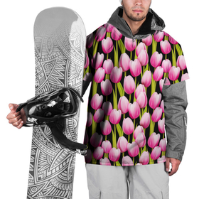 Накидка на куртку 3D с принтом Цветы Розовые Тюльпаны , 100% полиэстер |  | flowers | summer | букет | лето | природа | растение | розовый | тюльпаны | флора | цветы