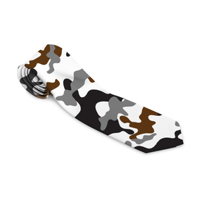 Галстук 3D с принтом Камуфляж Чёрно Белый | Camouflage Black White , 100% полиэстер | Длина 148 см; Плотность 150-180 г/м2 | black | camo | camouflage | white | белый | камуфляж | чёрный