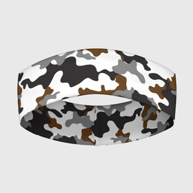 Повязка на голову 3D с принтом Камуфляж Чёрно Белый  Camouflage Black White ,  |  | black | camo | camouflage | white | белый | камуфляж | чёрный