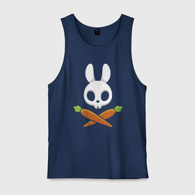 Мужская майка хлопок с принтом Череп кролика с двумя морковками , 100% хлопок |  | carrot | ears | hare | rabbit | skull | заяц | кролик | морковь | уши | череп
