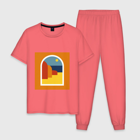 Мужская пижама хлопок с принтом Summerside в Курске, 100% хлопок | брюки и футболка прямого кроя, без карманов, на брюках мягкая резинка на поясе и по низу штанин
 | абстракция | геометрический | лето | море | простой | фигуры