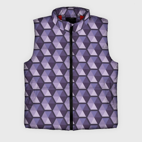 Мужской жилет утепленный 3D с принтом Фиолетовые шестиугольники в Петрозаводске,  |  | абстрактный | геометрический | многоугольники | монохромный | паттерн | треугольники | узор | фиолетовый