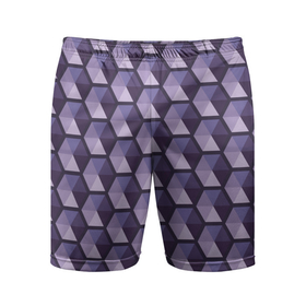 Мужские шорты спортивные с принтом Фиолетовые шестиугольники в Тюмени,  |  | абстрактный | геометрический | многоугольники | монохромный | паттерн | треугольники | узор | фиолетовый