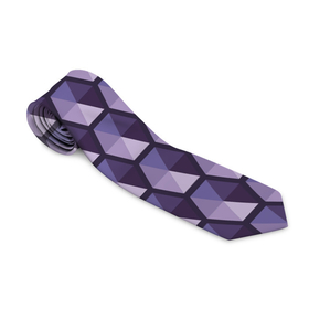 Галстук 3D с принтом Фиолетовые шестиугольники в Екатеринбурге, 100% полиэстер | Длина 148 см; Плотность 150-180 г/м2 | абстрактный | геометрический | многоугольники | монохромный | паттерн | треугольники | узор | фиолетовый