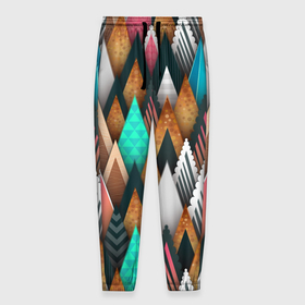 Мужские брюки 3D с принтом Абстрактный цветной лес , 100% полиэстер | манжеты по низу, эластичный пояс регулируется шнурком, по бокам два кармана без застежек, внутренняя часть кармана из мелкой сетки | Тематика изображения на принте: colours | forest | абстракция | лес | цвета