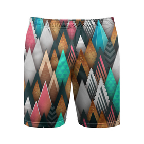 Мужские шорты спортивные с принтом Абстрактный цветной лес в Белгороде,  |  | colours | forest | абстракция | лес | цвета