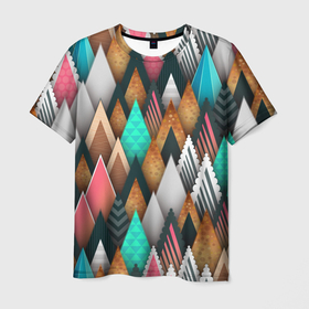 Мужская футболка 3D с принтом Абстрактный цветной лес в Кировске, 100% полиэфир | прямой крой, круглый вырез горловины, длина до линии бедер | colours | forest | абстракция | лес | цвета