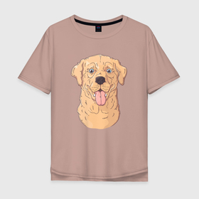 Мужская футболка хлопок Oversize с принтом Морда пса Лабрадор в Курске, 100% хлопок | свободный крой, круглый ворот, “спинка” длиннее передней части | лабрадор | пес | песик | собака | собачка
