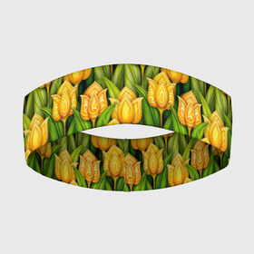 Повязка на голову 3D с принтом Желтые тюльпаны паттерн в Петрозаводске,  |  | abstract | бутоны | линии | паттерн | текстура | узор | узоры | цветы