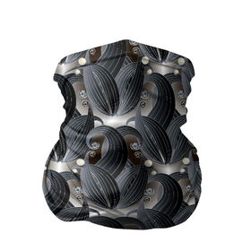 Бандана-труба 3D с принтом Стильные черные листья в Новосибирске, 100% полиэстер, ткань с особыми свойствами — Activecool | плотность 150‒180 г/м2; хорошо тянется, но сохраняет форму | abstract | бутоны | линии | паттерн | текстура | узор | узоры | цветы