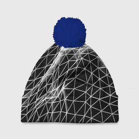 Шапка 3D c помпоном с принтом Полигональный объёмный авангардный узор в Екатеринбурге, 100% полиэстер | универсальный размер, печать по всей поверхности изделия | Тематика изображения на принте: abstraction | fashion | geometry | pattern | vanguard | абстракция | авангард | геометрия | мода | узор