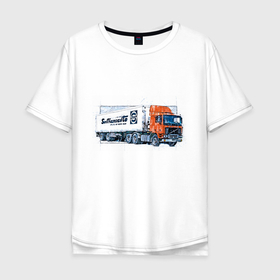 Мужская футболка хлопок Oversize с принтом СОВТРАНСАВТО   Volvo F12 в Петрозаводске, 100% хлопок | свободный крой, круглый ворот, “спинка” длиннее передней части | volvo | автомобиль | грузовой | международный | перевозки