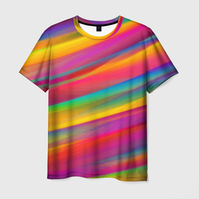 Мужская футболка 3D с принтом Красочный летний паттерн   Цветные полосы в Белгороде, 100% полиэфир | прямой крой, круглый вырез горловины, длина до линии бедер | abstraction | color | fashion | pattern | stripes | summer | абстракция | лето | мода | паттерн | полосы | цвет