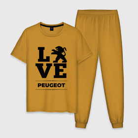 Мужская пижама хлопок с принтом Peugeot Love Classic , 100% хлопок | брюки и футболка прямого кроя, без карманов, на брюках мягкая резинка на поясе и по низу штанин
 | auto | brand | logo | love | peugeot | symbol | авто | бренд | лого | пежо | символ
