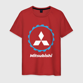 Мужская футболка хлопок с принтом Mitsubishi в стиле Top Gear в Курске, 100% хлопок | прямой крой, круглый вырез горловины, длина до линии бедер, слегка спущенное плечо. | auto | brand | gear | logo | mitsubishi | symbol | top | авто | бренд | гир | лого | митсубиси | мицубиси | символ | топ