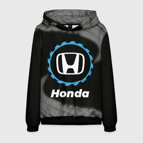 Мужская толстовка 3D с принтом Honda в стиле Top Gear со следами шин на фоне в Курске, 100% полиэстер | двухслойный капюшон со шнурком для регулировки, мягкие манжеты на рукавах и по низу толстовки, спереди карман-кенгуру с мягким внутренним слоем. | auto | brand | gear | honda | logo | symbol | top | авто | бренд | гир | лого | символ | следы | топ | хонда | шин | шины