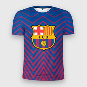 Мужская футболка 3D Slim с принтом FC BARCELONA   зигзаги в Петрозаводске, 100% полиэстер с улучшенными характеристиками | приталенный силуэт, круглая горловина, широкие плечи, сужается к линии бедра | barca | barcelona | fc barca | барка | барселона