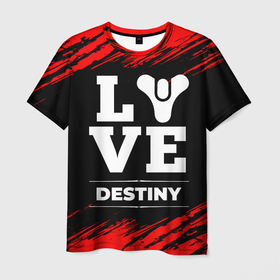Мужская футболка 3D с принтом Destiny Love Классика в Белгороде, 100% полиэфир | прямой крой, круглый вырез горловины, длина до линии бедер | destiny | logo | love | дестини | игра | игры | краска | лого | логотип | символ