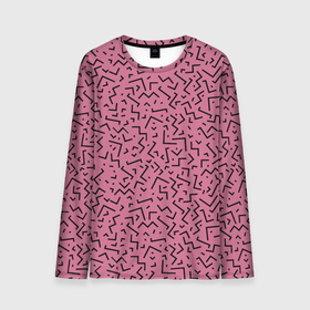 Мужской лонгслив 3D с принтом Минималистический паттерн на розовом фоне в Кировске, 100% полиэстер | длинные рукава, круглый вырез горловины, полуприлегающий силуэт | fashion | minimalism | pattern | минимализм | мода | паттерн