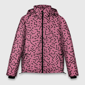 Мужская зимняя куртка 3D с принтом Минималистический паттерн на розовом фоне в Екатеринбурге, верх — 100% полиэстер; подкладка — 100% полиэстер; утеплитель — 100% полиэстер | длина ниже бедра, свободный силуэт Оверсайз. Есть воротник-стойка, отстегивающийся капюшон и ветрозащитная планка. 

Боковые карманы с листочкой на кнопках и внутренний карман на молнии. | fashion | minimalism | pattern | минимализм | мода | паттерн