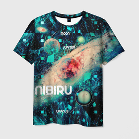 Мужская футболка 3D с принтом Nibiru в Санкт-Петербурге, 100% полиэфир | прямой крой, круглый вырез горловины, длина до линии бедер | cosomos | nebula | space | абстракция | астрономия | галактика | звезды | космос | луна | нибиру | планета | планеты | туманность | уран | частицы | юпитер
